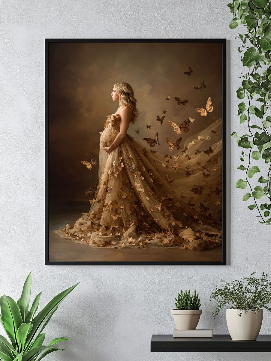 Pregnant Woman with Butterflies — Fine Art Print. — room view 4