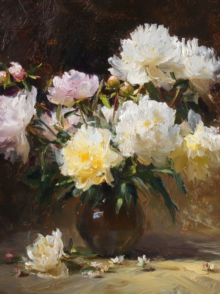 Peonies in Vase Fine-Art Poster. poster — fine-art art