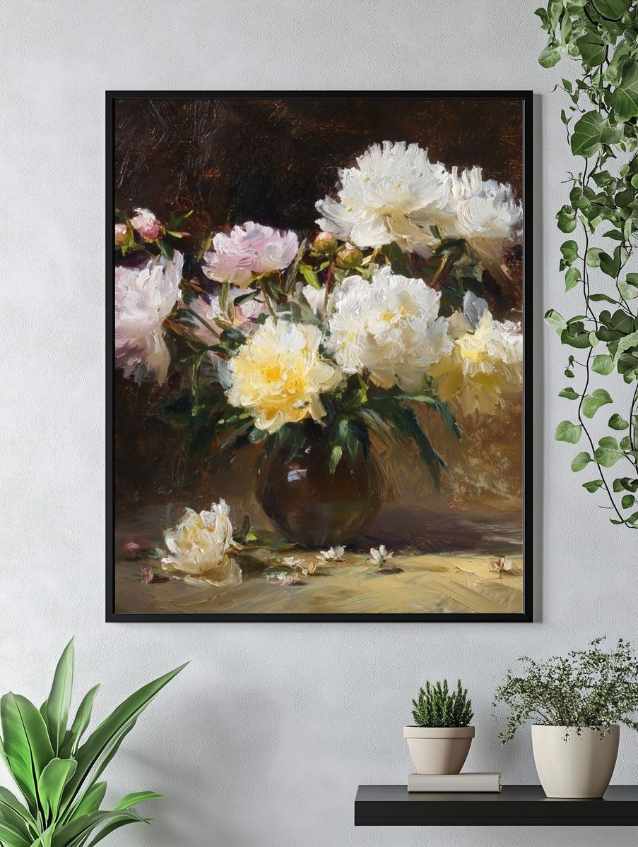 Peonies in Vase Fine-Art Poster. — room view 4
