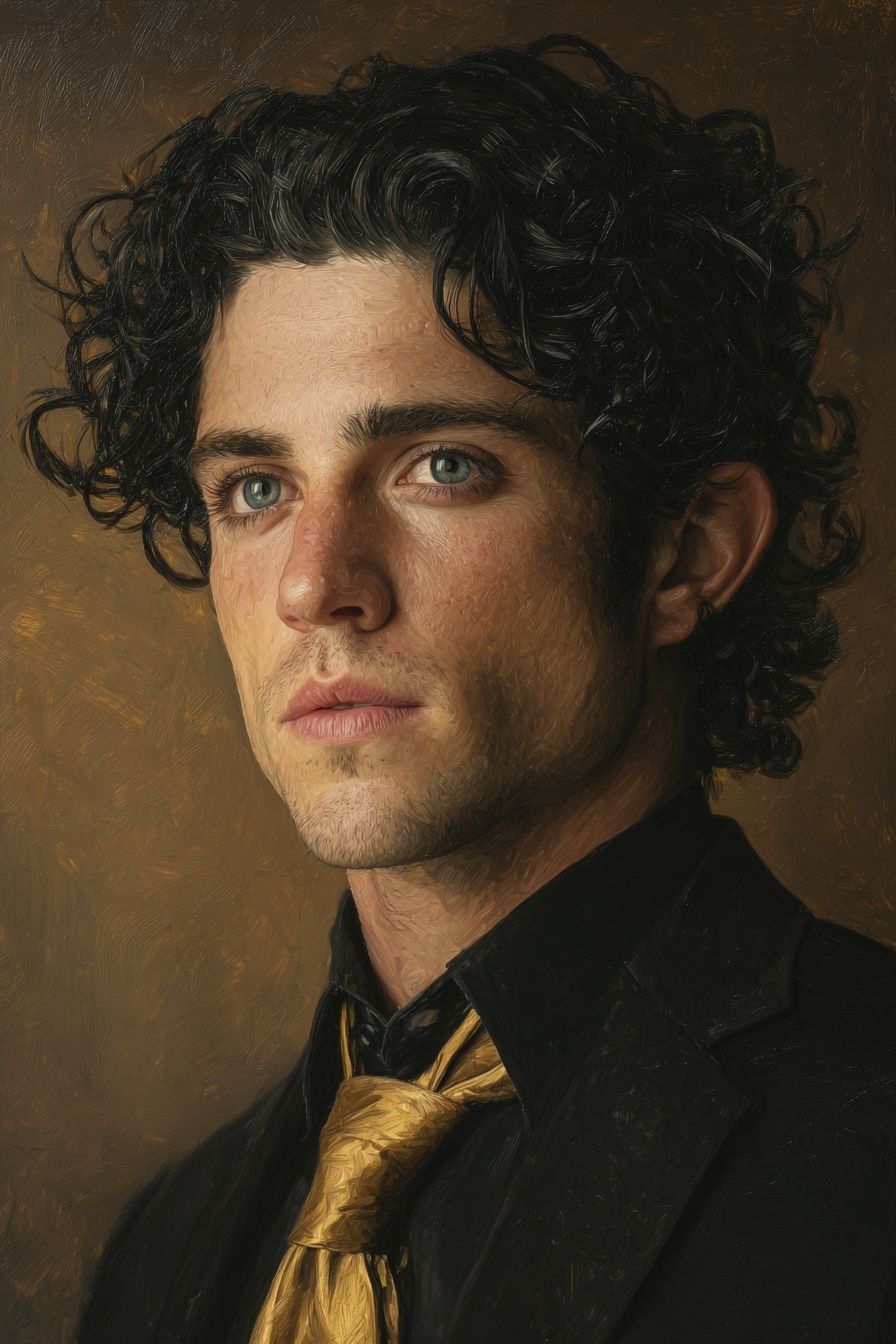 Curly-Haired Portrait Fine-Art Poster. poster — fine-art art