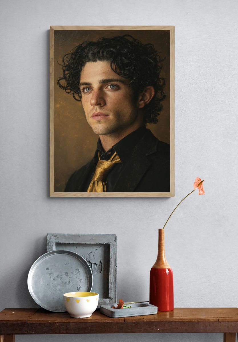 Curly-Haired Portrait Fine-Art Poster. — room view 3