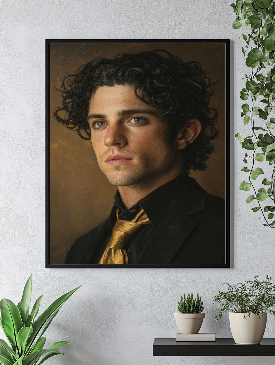 Curly-Haired Portrait Fine-Art Poster. — room view 4