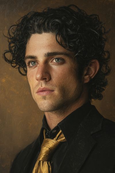 Curly-Haired Portrait Fine-Art Poster. poster