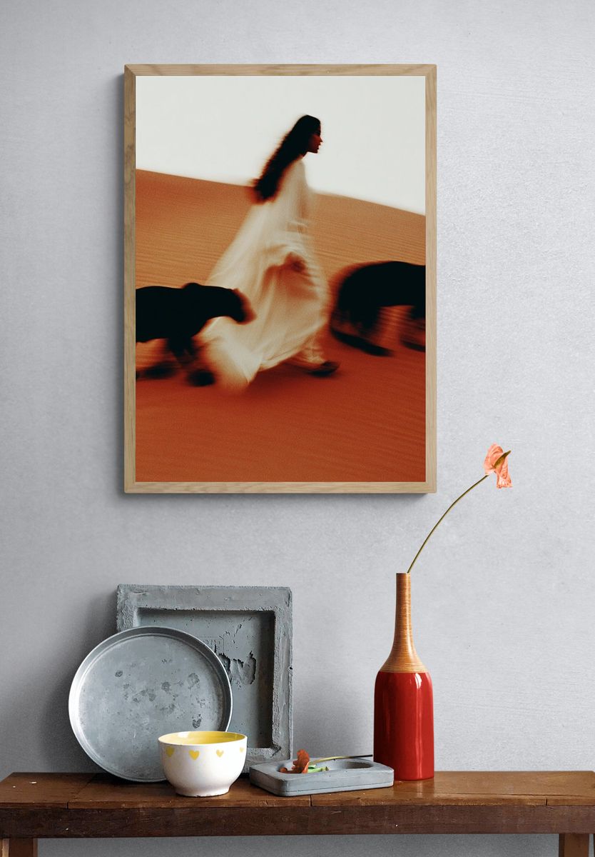 Woman with Panthers — Fine Art Print. — room view 3