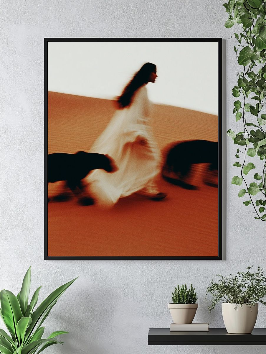 Woman with Panthers — Fine Art Print. — room view 4