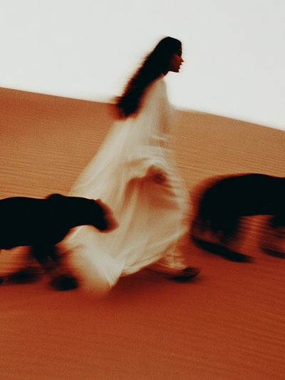 Woman with Panthers — Fine Art Print. poster print