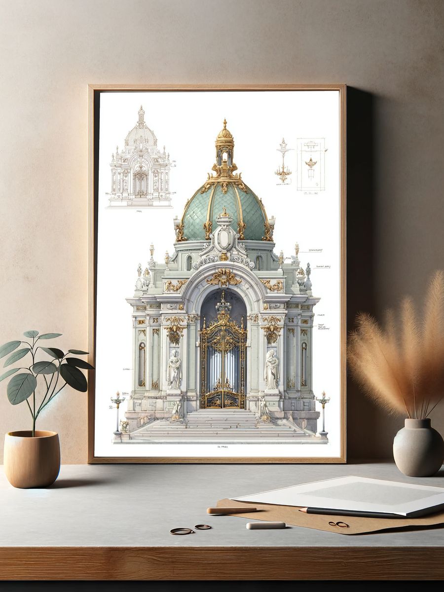 Ornate Architectural Gate — Fine Art Print. — room view 2
