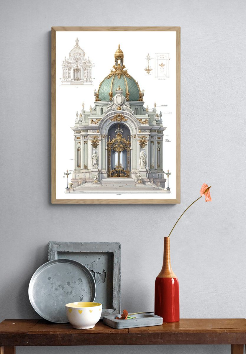 Ornate Architectural Gate — Fine Art Print. — room view 3