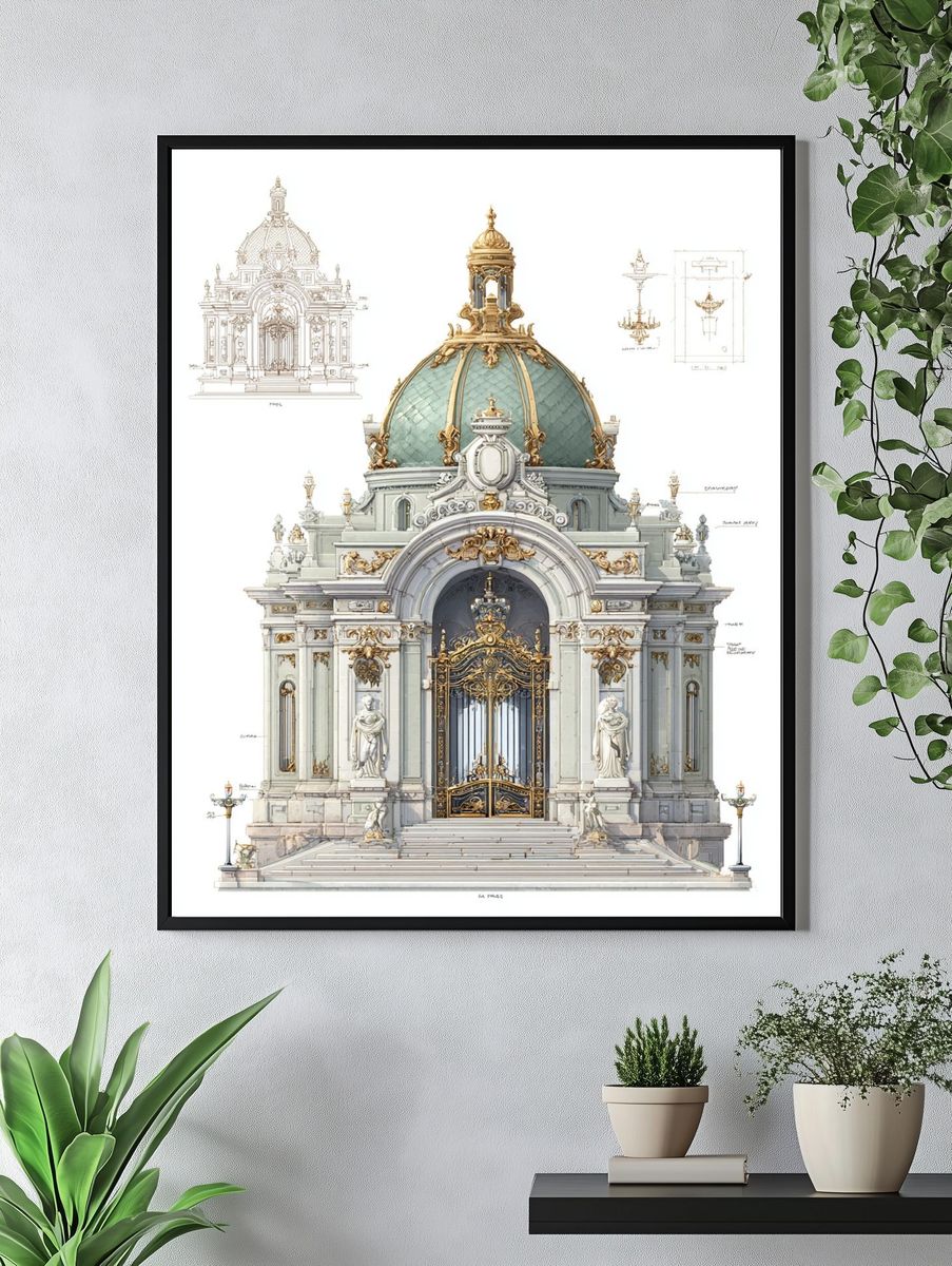 Ornate Architectural Gate — Fine Art Print. — room view 4
