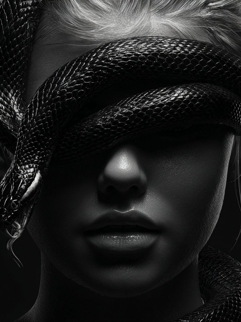 Mystical Woman with Snake — Fine Art Print. poster detail