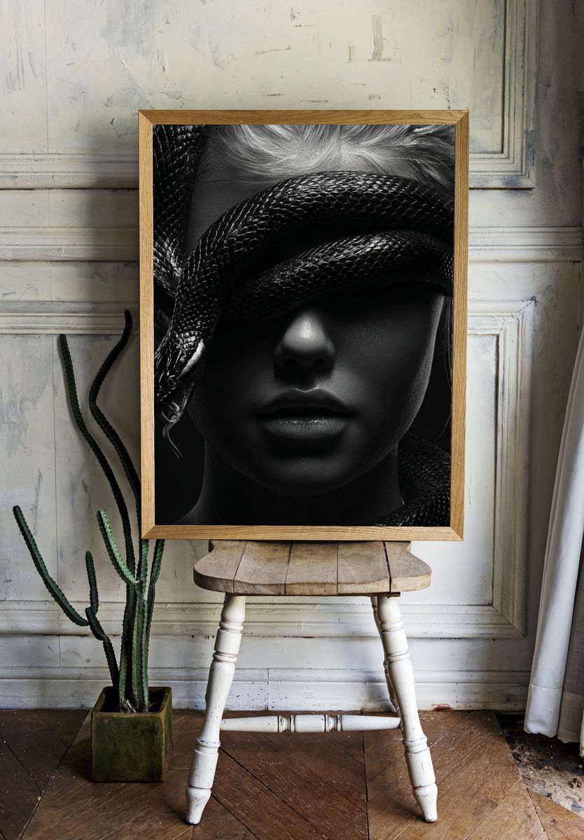 Mystical Woman with Snake — Fine Art Print. — room view 1