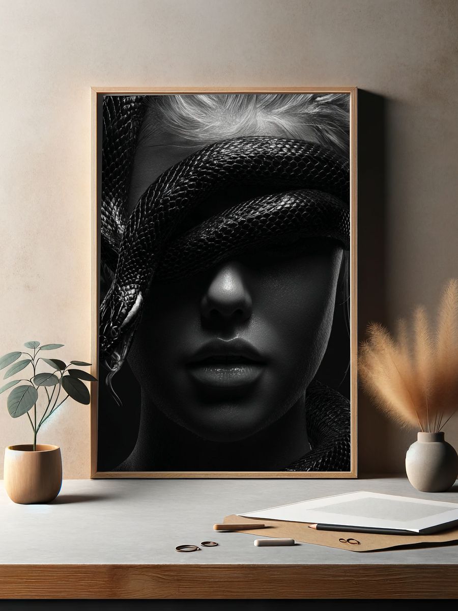 Mystical Woman with Snake — Fine Art Print. — room view 2