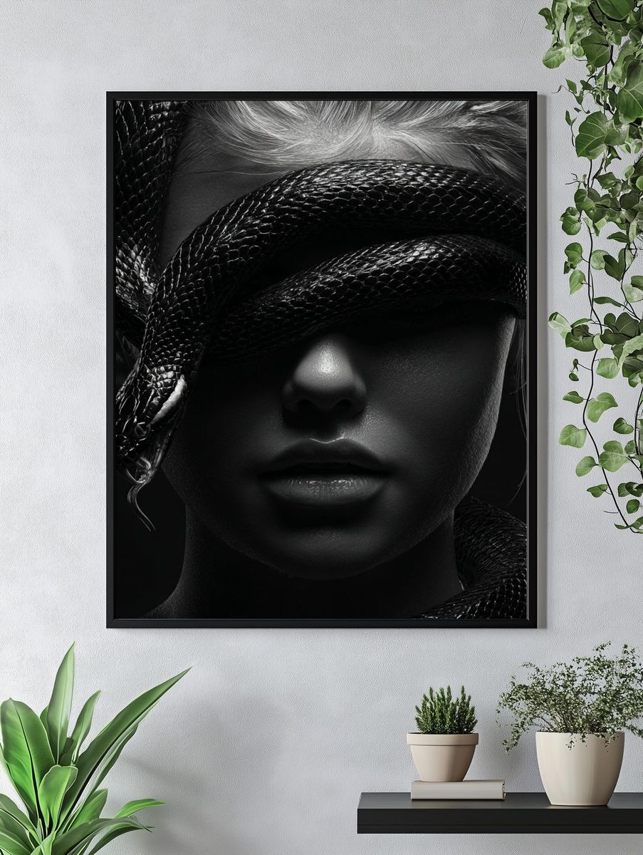 Mystical Woman with Snake — Fine Art Print. — room view 4