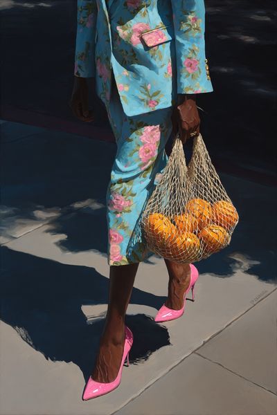 Fashionable Woman with Oranges — Fine Art Print. poster print