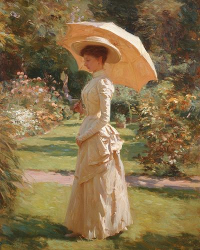 Elegant Woman with Parasol — Fine Art Print. poster print