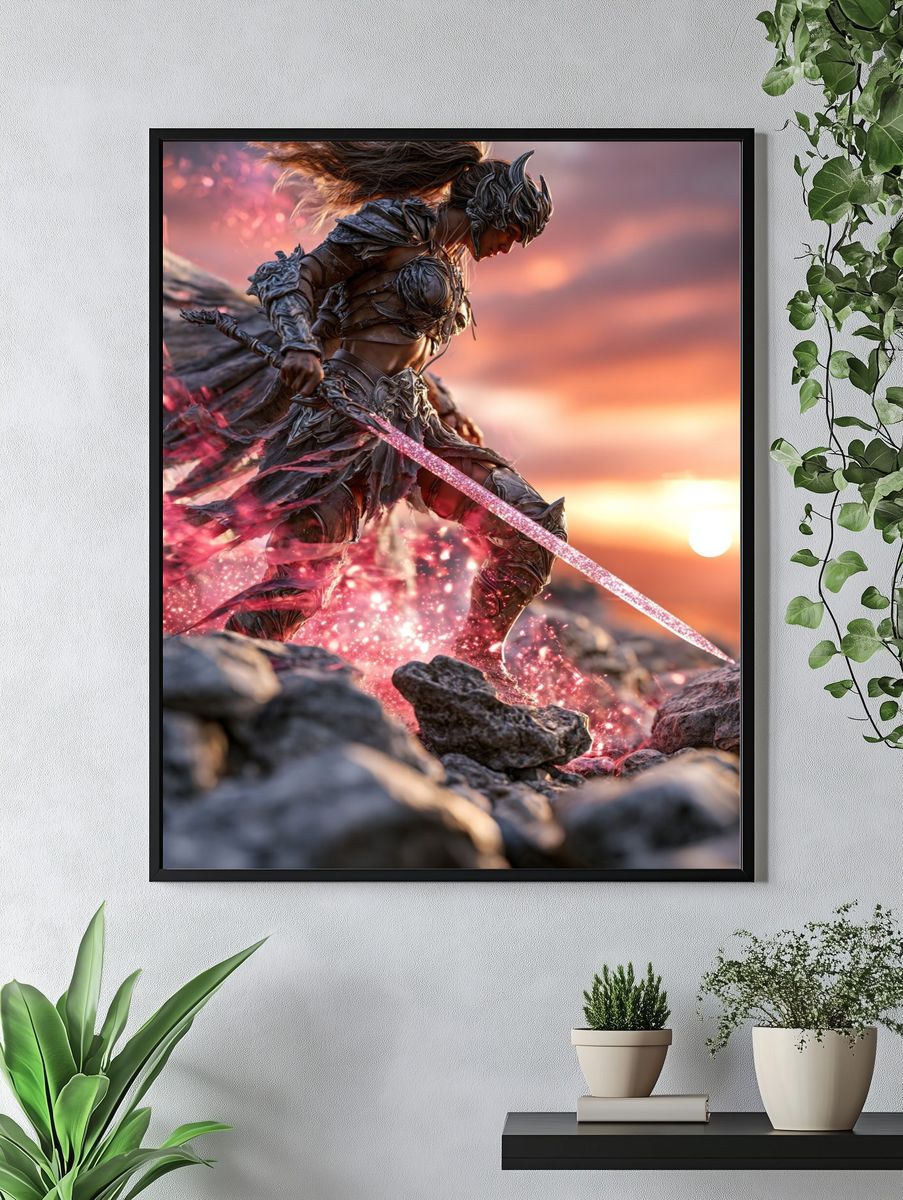 Warrior with Sword — Fantasy Art Print. — room view 4