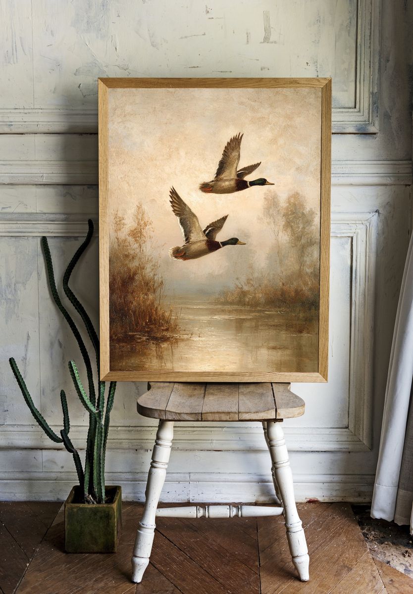 Flying Ducks — Fine Art Print. — room view 1