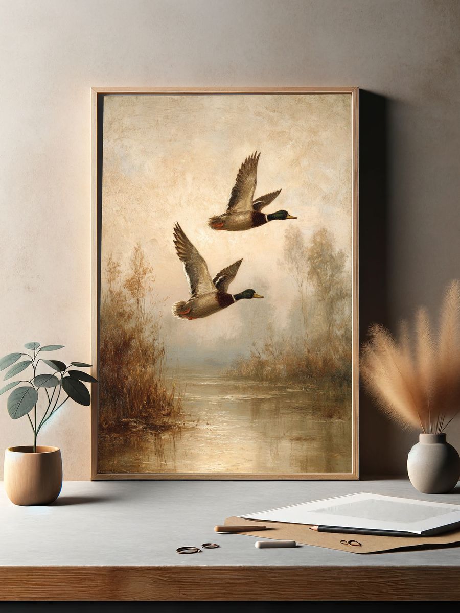 Flying Ducks — Fine Art Print. — room view 2