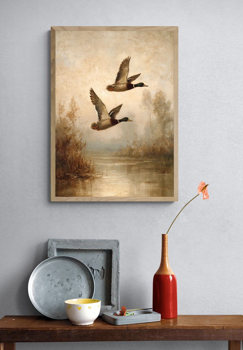Flying Ducks — Fine Art Print. — room view 3
