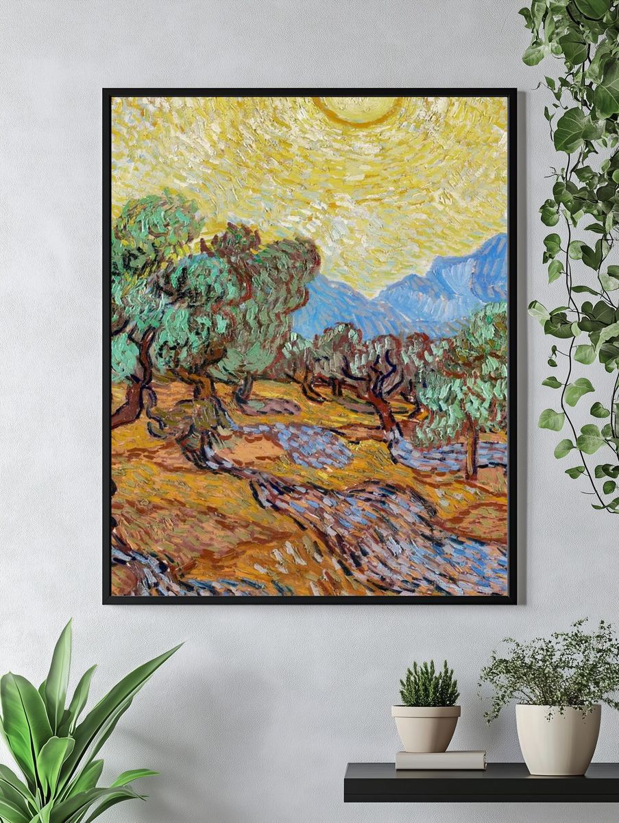 Olive Trees with Yellow Sky — Fine Art Print. — room view 4