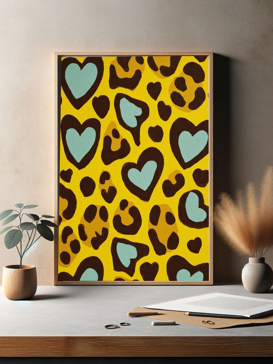 Leopard Hearts Pop-Art Poster. — room view 2