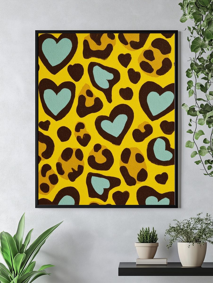Leopard Hearts Pop-Art Poster. — room view 4
