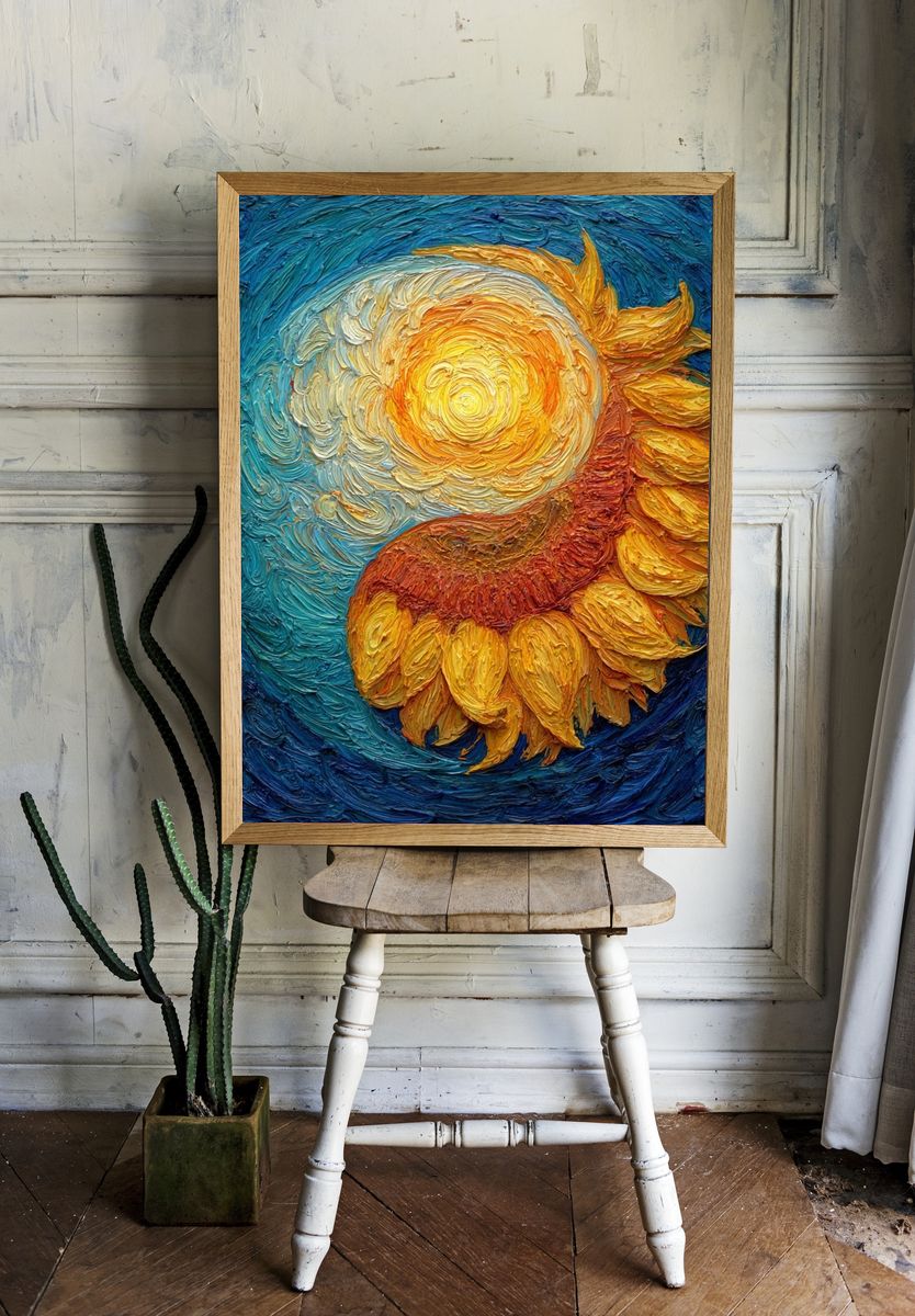 Sunflower and Sun — Fine Art Print. — room view 1