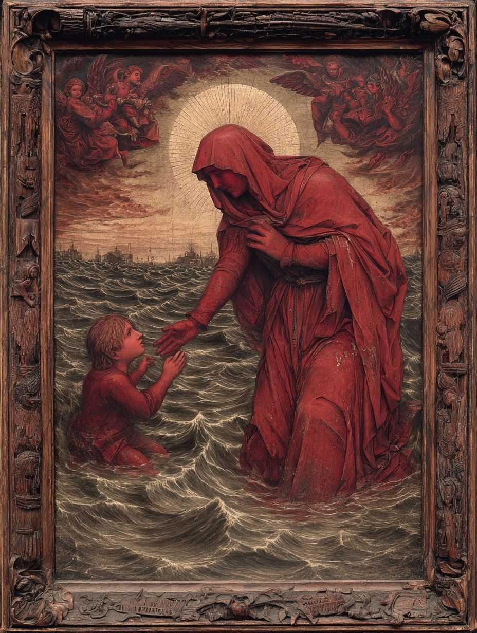 Red Madonna and Child — Fine-Art Print. poster — fine-art art