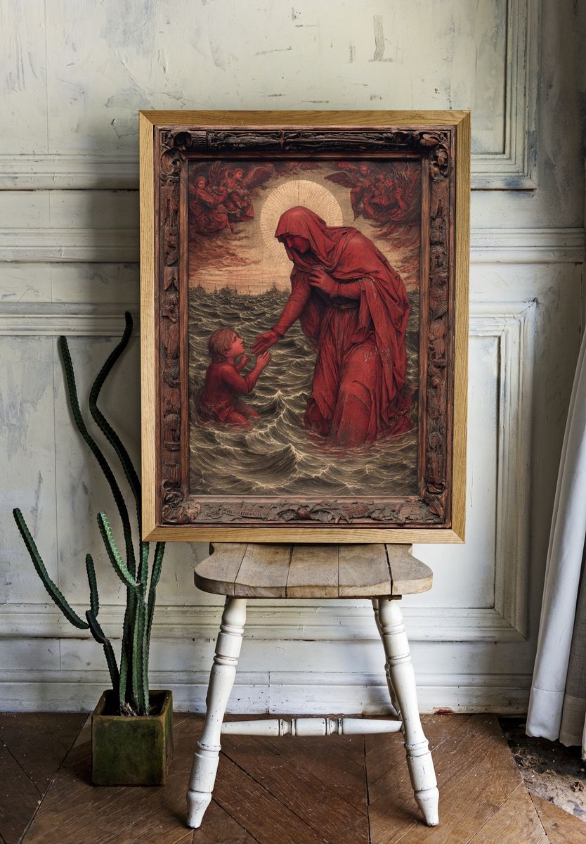 Red Madonna and Child — Fine-Art Print. — room view 1