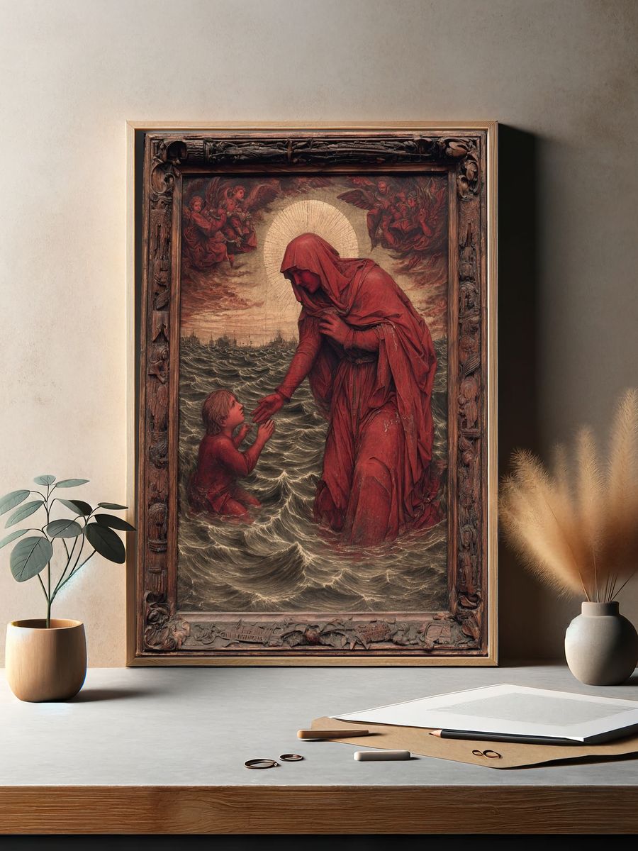Red Madonna and Child — Fine-Art Print. — room view 2