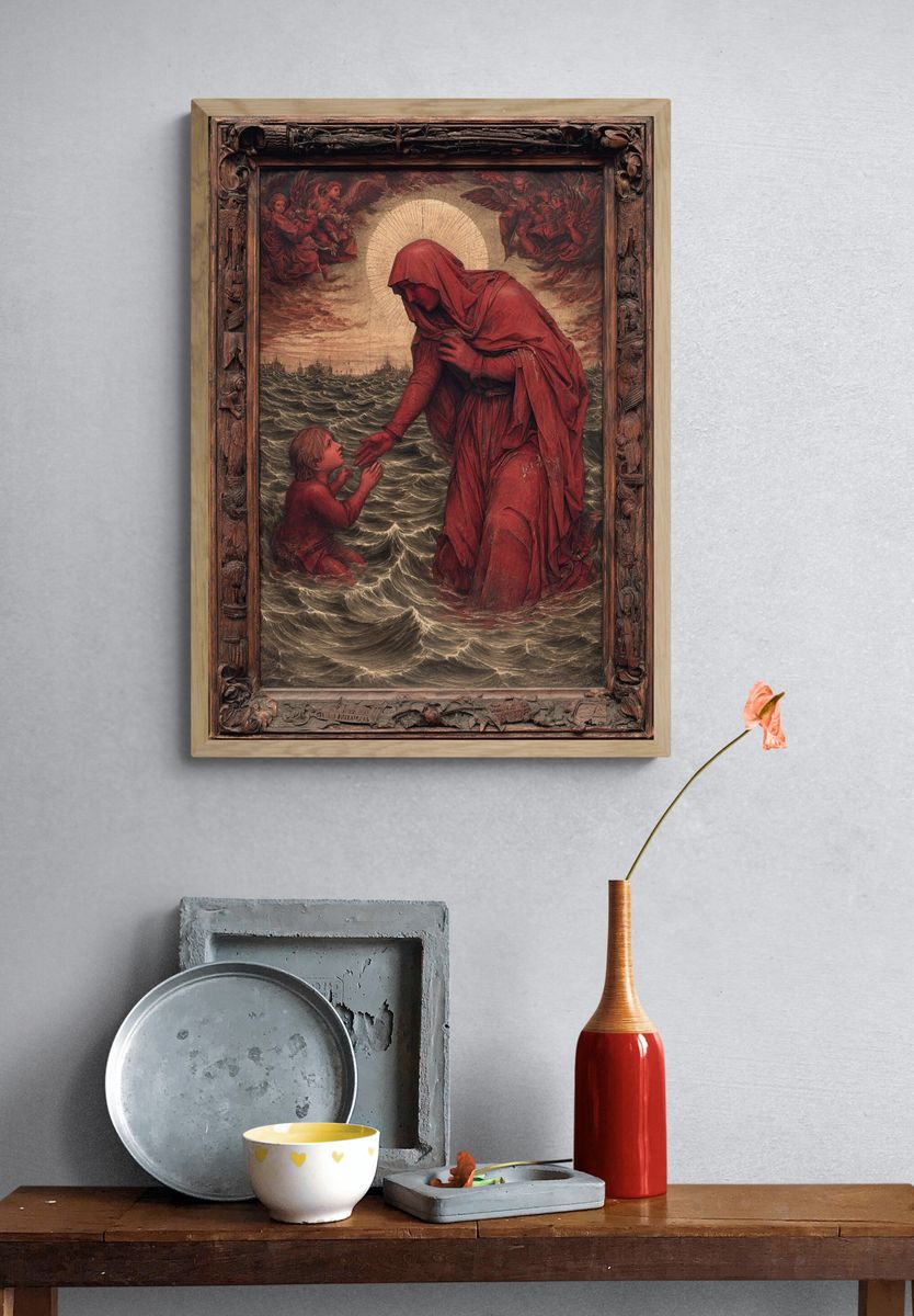 Red Madonna and Child — Fine-Art Print. — room view 3