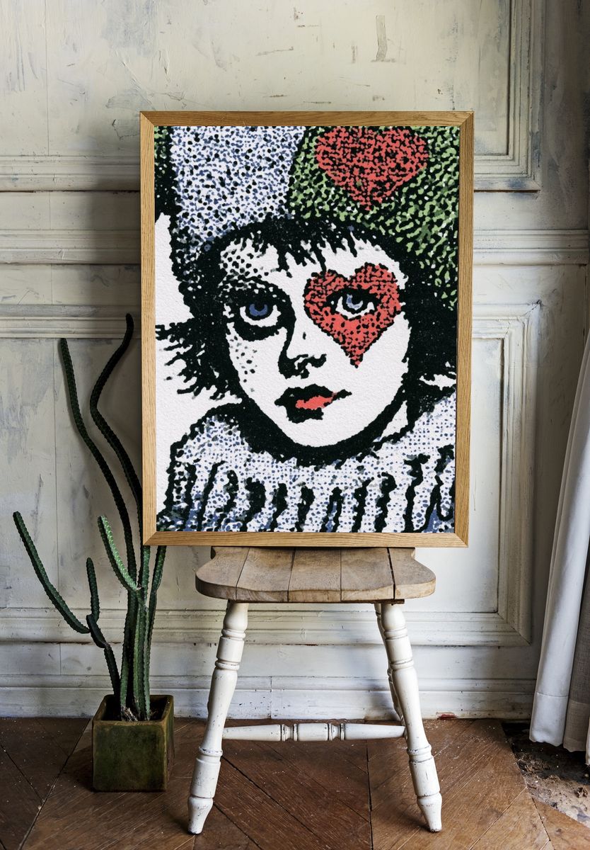 Surreal Clown Portrait Print. — room view 1
