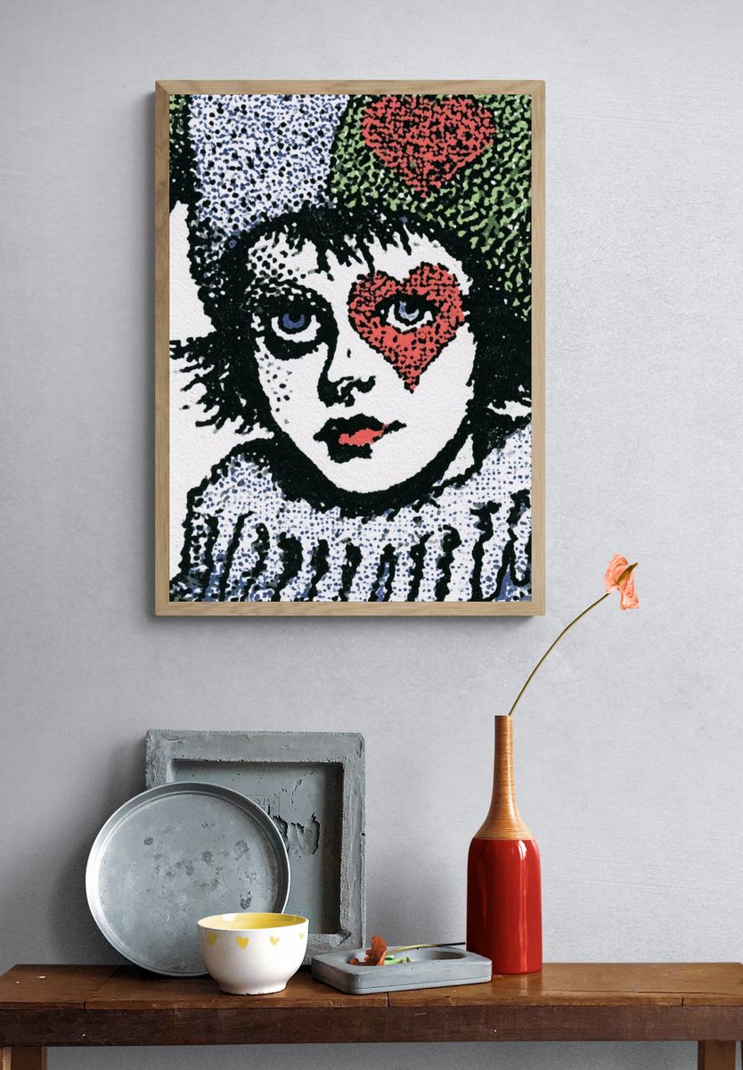 Surreal Clown Portrait Print. — room view 3