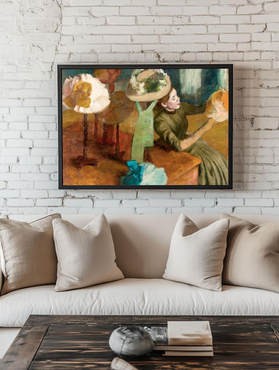 Woman with Hats — Fine Art Print. — room view 1