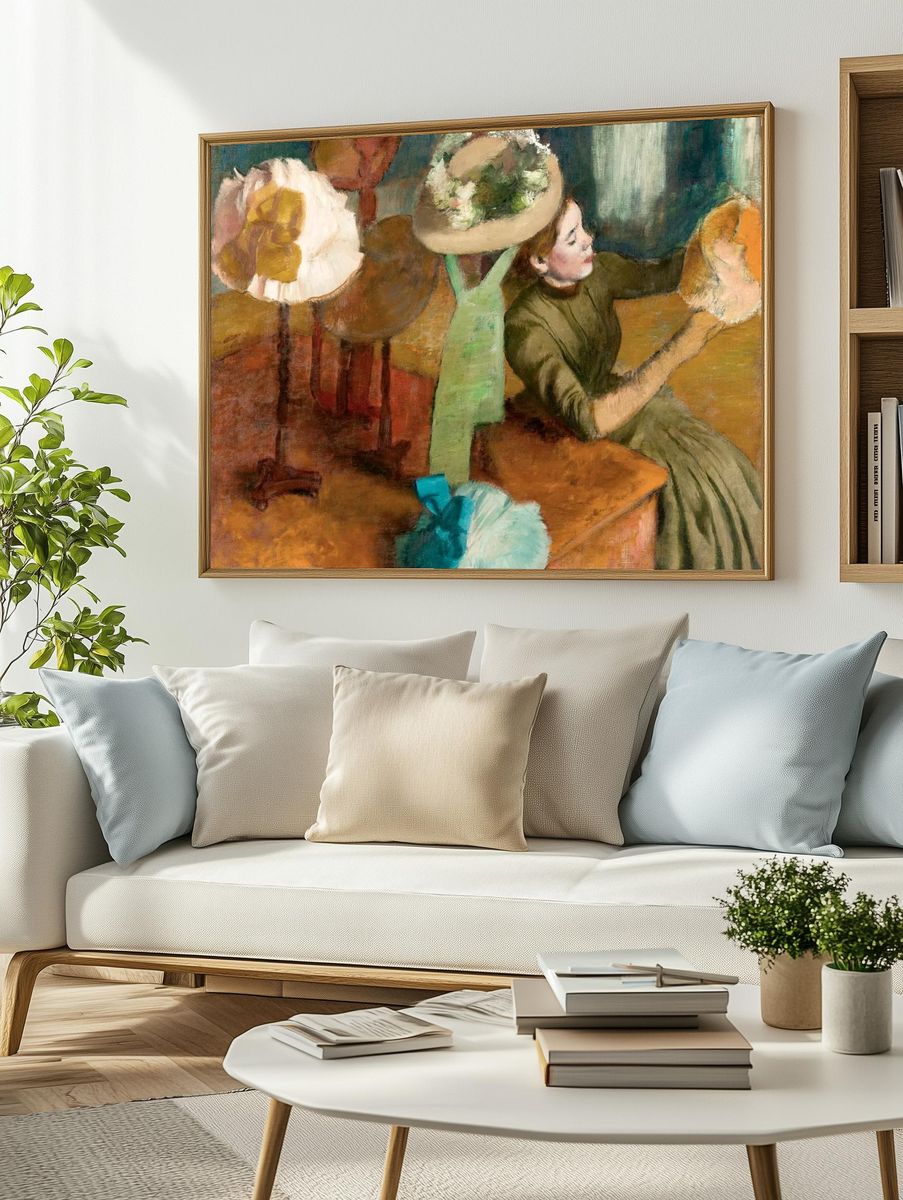Woman with Hats — Fine Art Print. — room view 2