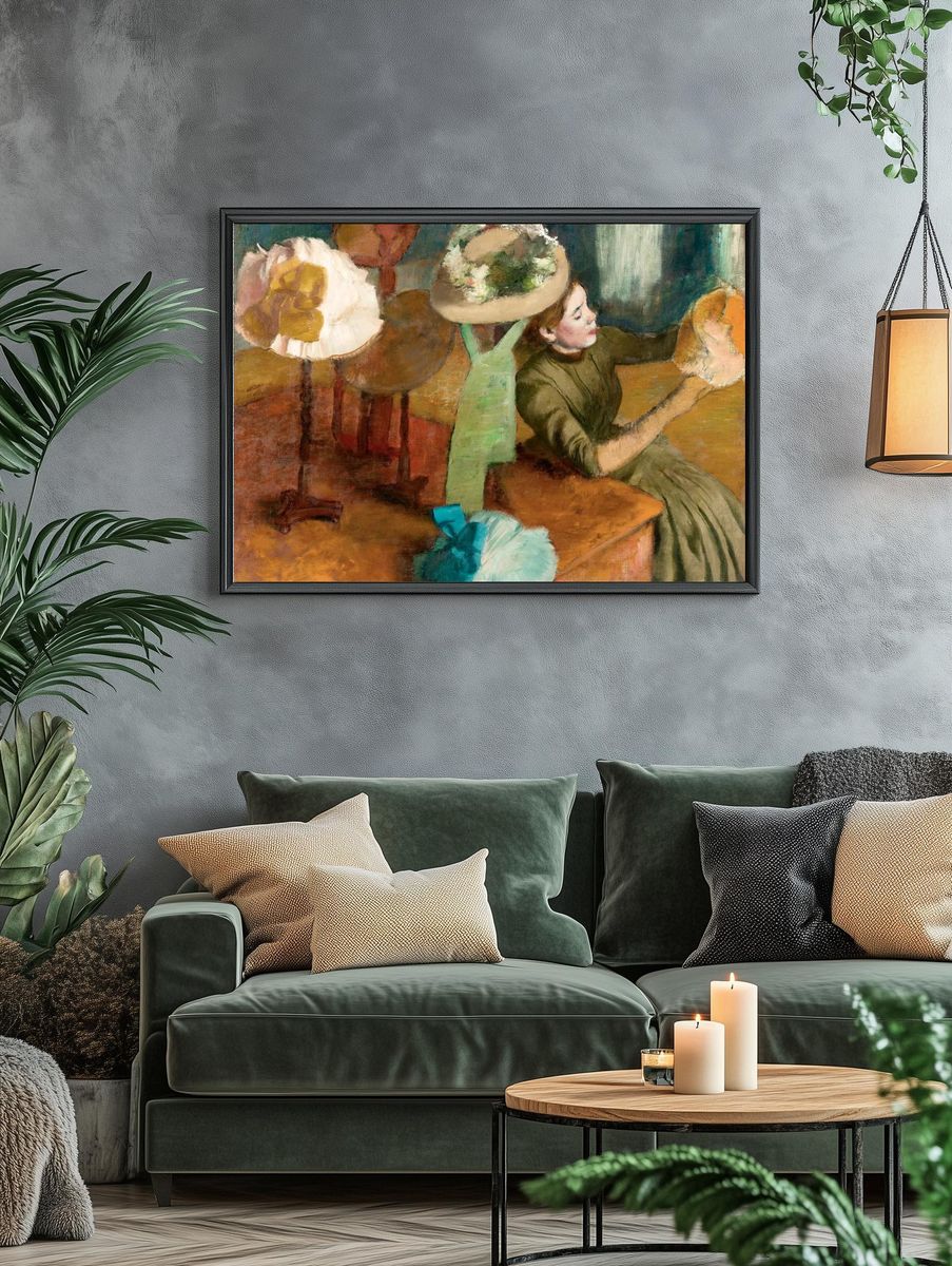 Woman with Hats — Fine Art Print. — room view 4