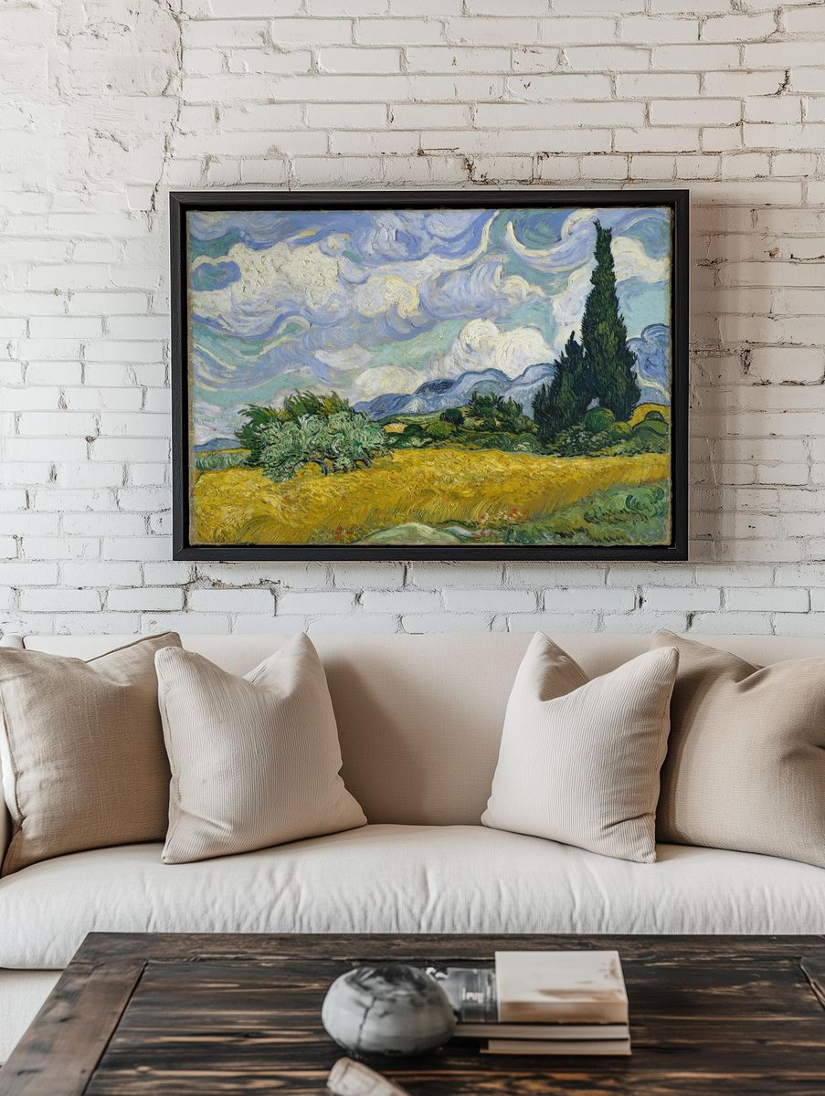 Wheat Field and Cypress Fine-Art Poster. — room view 1