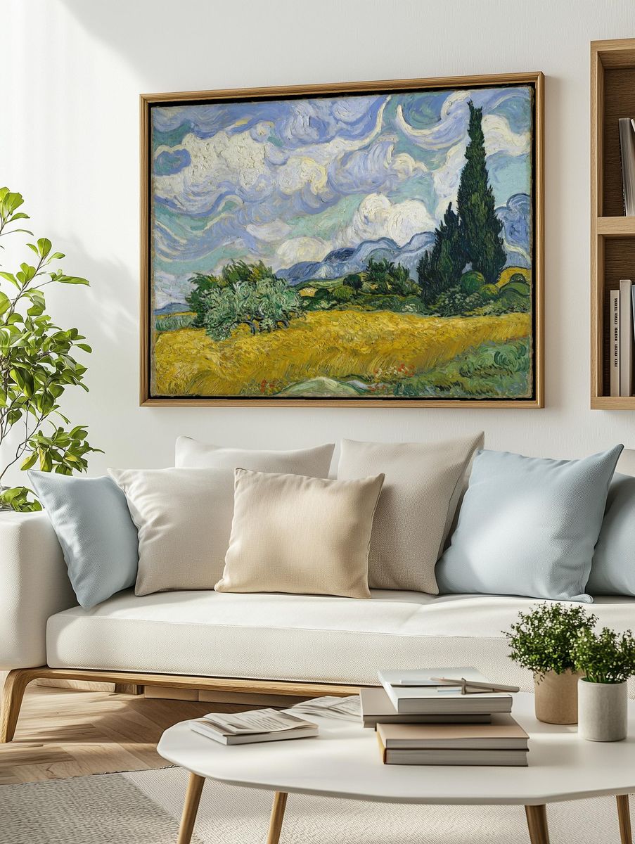 Wheat Field and Cypress Fine-Art Poster. — room view 2