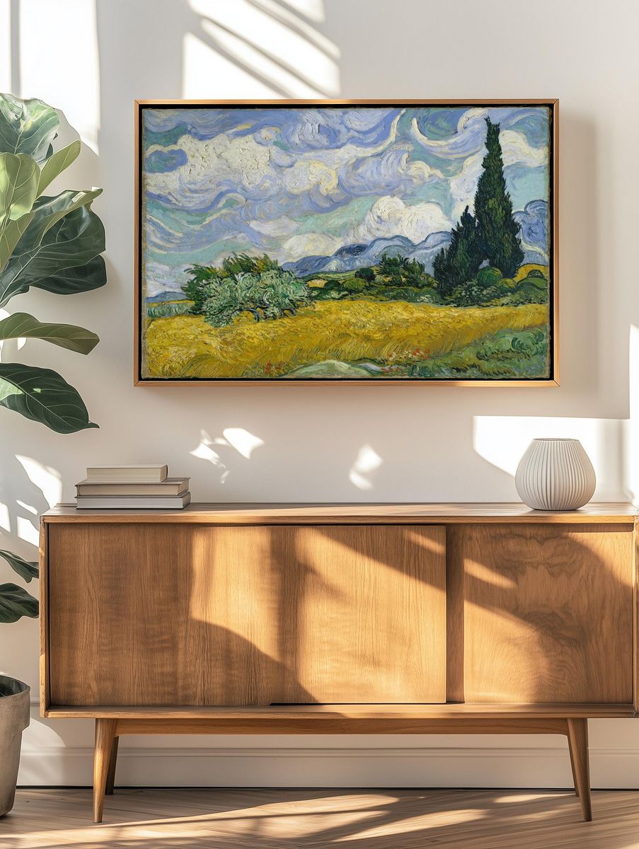 Wheat Field and Cypress Fine-Art Poster. — room view 3