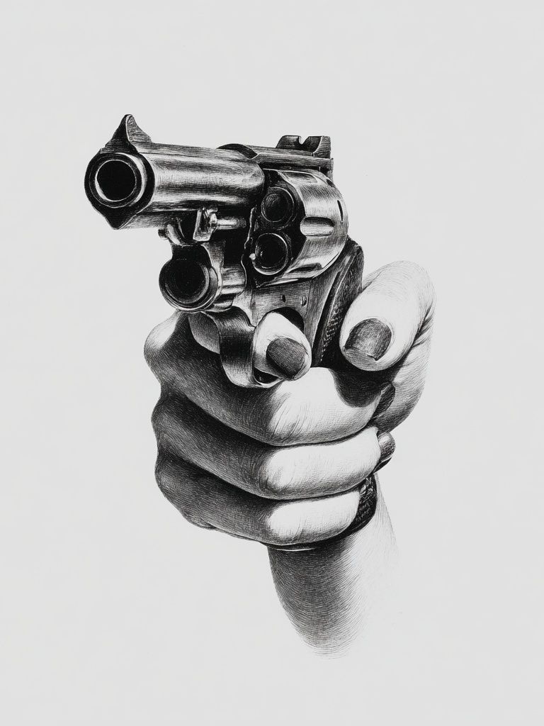 Hand Holding Gun — Fine Art Print. poster detail