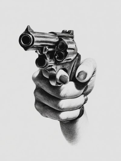 Hand Holding Gun — Fine Art Print. poster print