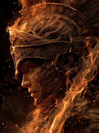Warrior in Flames — Fantasy Art Print. poster print