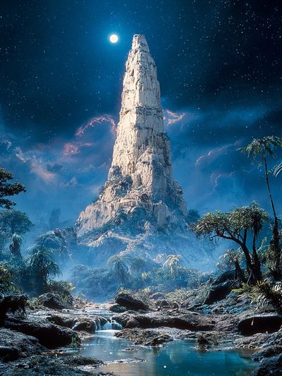 Mystical Mountain at Night — Fine Art Print. poster
