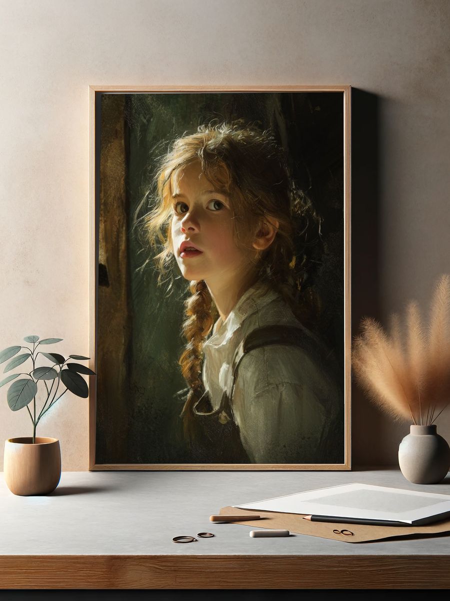 Girl in Soft Light Portrait Print. — room view 2