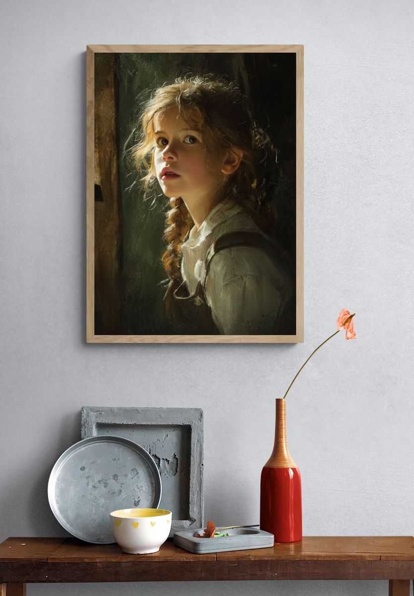 Girl in Soft Light Portrait Print. — room view 3