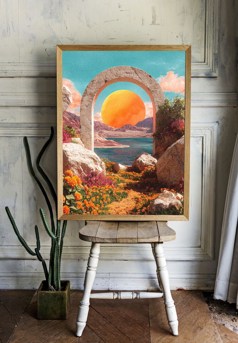 Sunset Archway — Surrealism Print. — room view 1