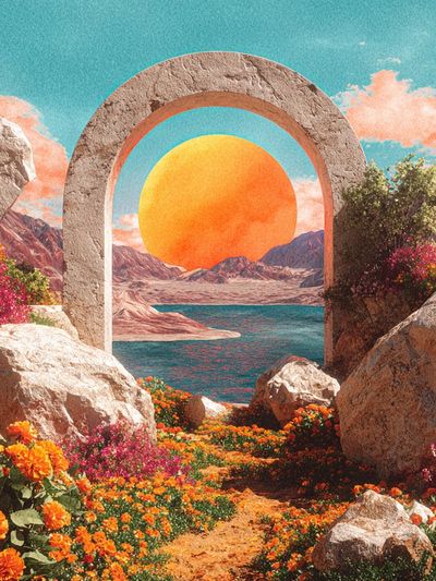 Sunset Archway — Surrealism Print. poster