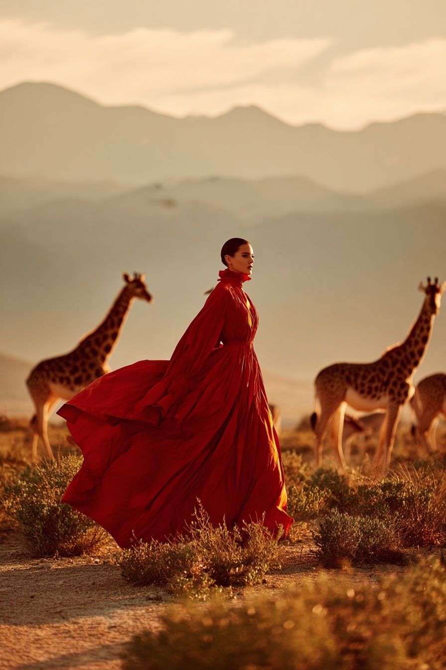 Elegant Woman in Red Dress — Fashion Photography Poster. poster — photography art