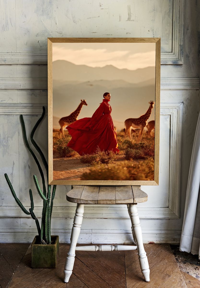 Elegant Woman in Red Dress — Fashion Photography Poster. — room view 1
