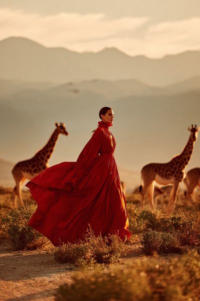 Elegant Woman in Red Dress — Fashion Photography Poster. poster print